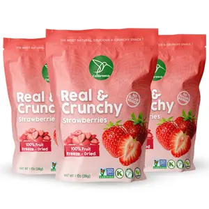 Freeze Dried Fruit Snack, Strawberries, Real & Crunchy, Non-GMO, Kosher & Vegan, 100% Fruit, No Sugar Added, Excellent for Healthy Snacks & Gluten Free.