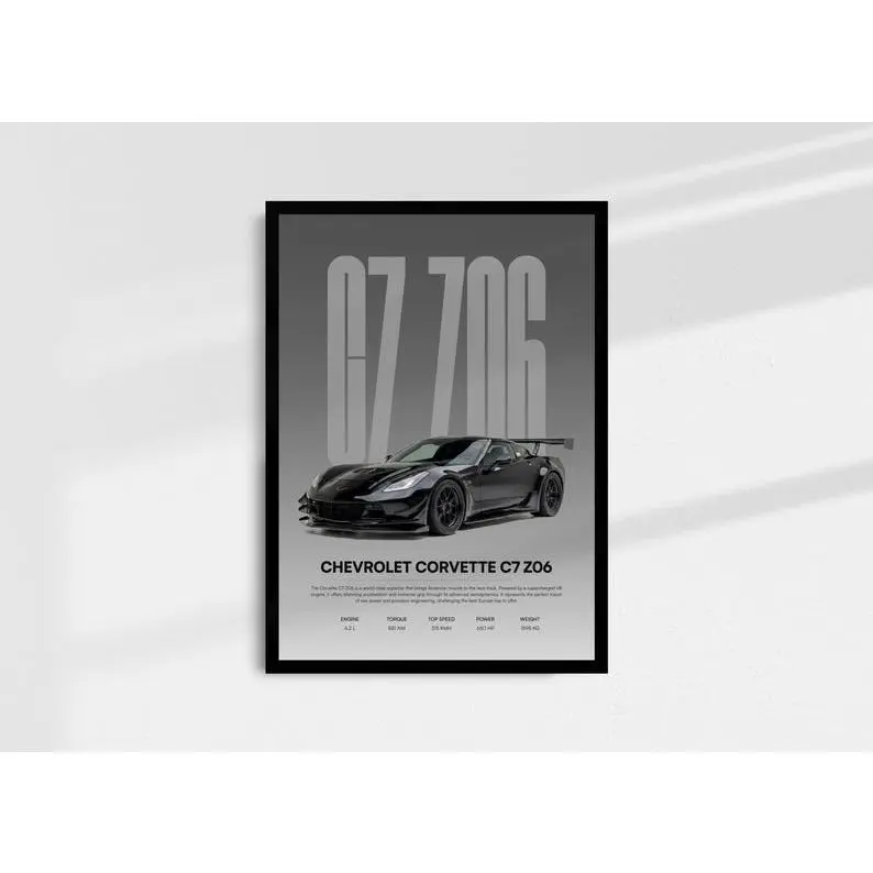 Chevrolet Corvette C7 Z06 – Automotive Poster, Car Poster, Product without frame