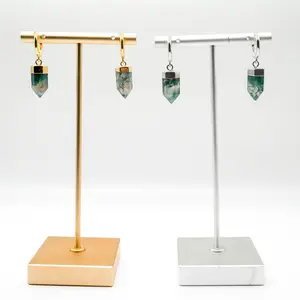 Flourish Moss Agate Huggy Hoops