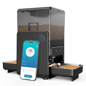 Cityflee Automatic Cat Feeder for Two Cats, 5G/2.4Ghz WiFi Connection, Adjustable Bowl Height to Protect Pet Spine, 20 Cups/5L for Small Pets Indoor, Supports Timed and Voice Call