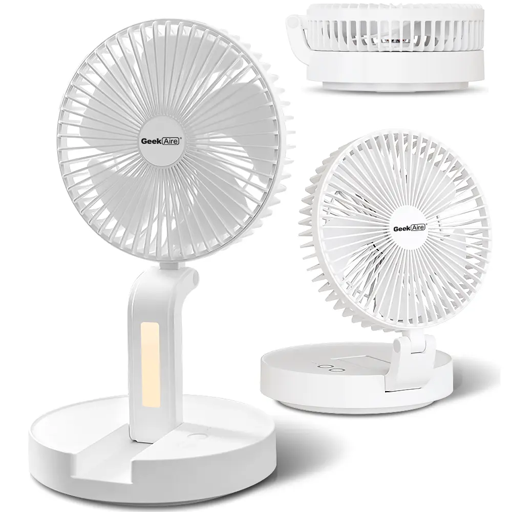 Personal Cooling Fan that Blow Cold Air, Portable Rechargeable Desk Fan with LED, Oscillating Standing Table Fans, Battery Powered Floor Fan for Bedroom, Travel, Dorm, Cruise RV Essentials campingessentials