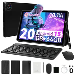 10.1-inch 2-in-1 Android Tablet – Features 64GB internal storage with TF card expansion support, 1280×800 HD display. Bundle includes keyboard, mouse, protective case, stylus, and headphones – Ideal for home and everyday use.