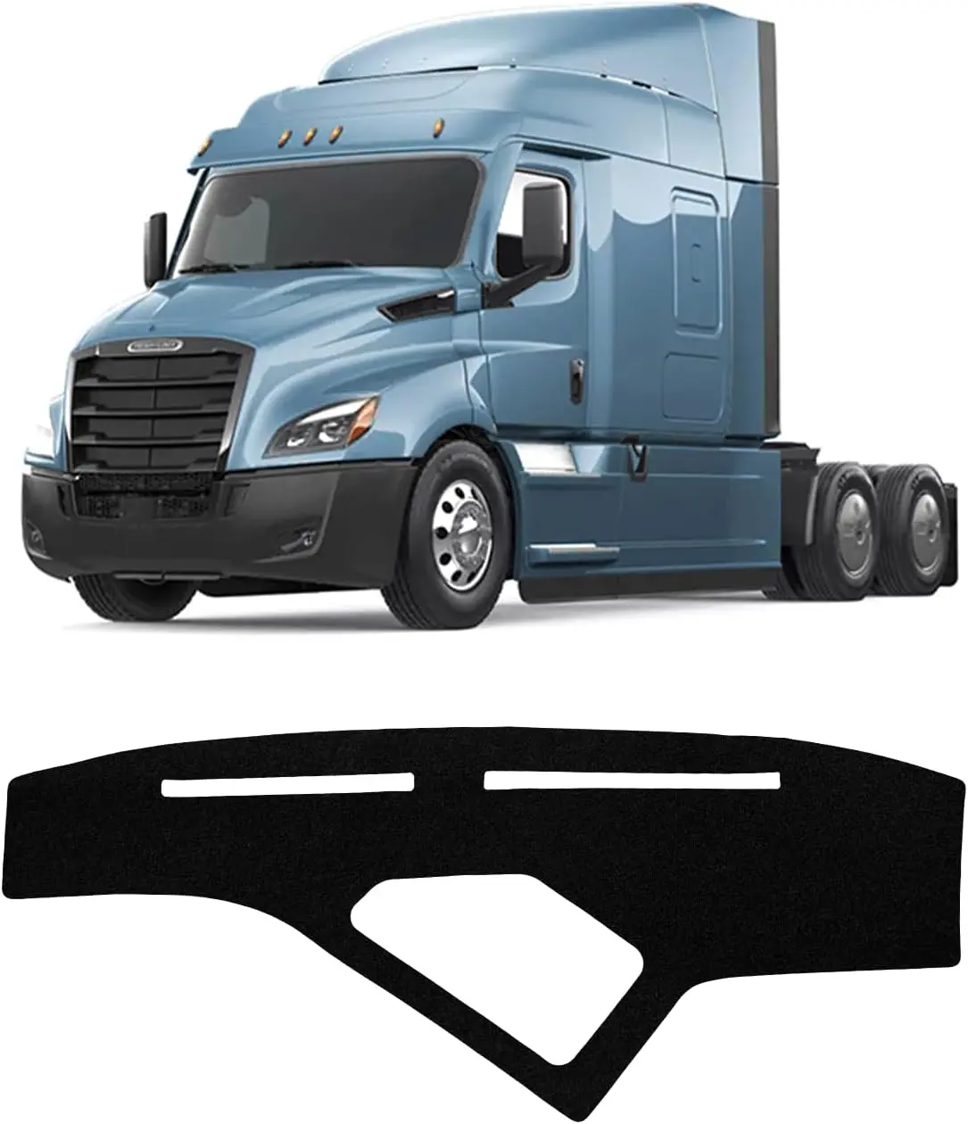 KUST Black Polyester Truck Dash Cover, Custom Fit for Freightliner Cascadia 2008-2026 (Dashboard with Center Bin), Sun Shield Center Console Protector Accessory, Pre-Cut