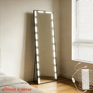 Power Supply LED Makeup Mirror Light Strip, Led Dimmable Mirror, Adjustable Brightness, Vanity Lighting, Bathroom Fixture, Nightlight Decor