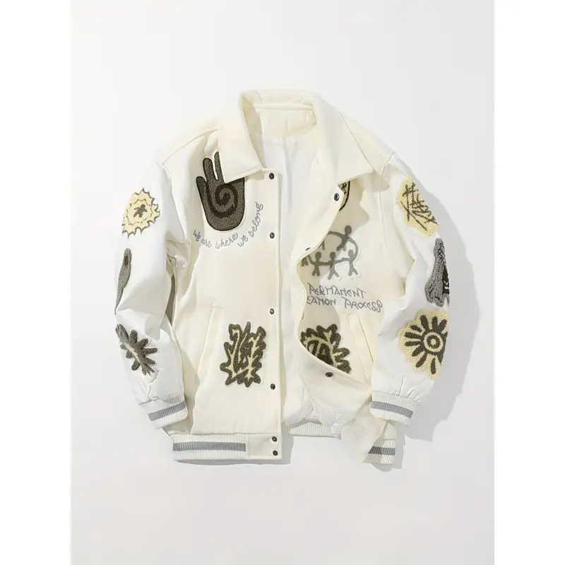 Women's 2026 Fashion Collared Varsity Baseball Jacket - Loose-Fit Embroidered Outerwear, Long-Sleeve High Street Hip Hop Casual Top