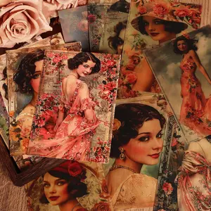 Vintage Fashion Lady Pattern Graph Paper, 50pcs/set (16pcs Graph Paper & 36pcs Transparent Sulfuric Acid Paper) Scrapbook Page Scrapbooking & Journal Making Supplies
