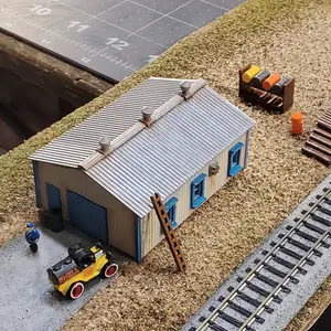 N Scale Unpainted Metal Building Kit – Wide Structure for Dioramas, Terrain & Layouts