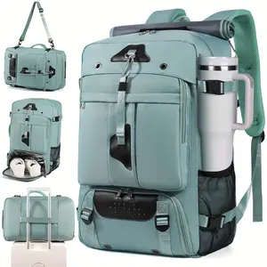 Men's & Women's Large Capacity 17.3" Laptop Backpack - Heavy-Duty Travel Duffel Bag with Shoe Compartment, Convertible Carry-On, Unisex Laptop Suitcase Replacement, Machine Washable (Black) for Business,, Airplane Use - Multi-Flight