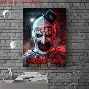 1 piece/set frameless canvas painting print poster, Classic Movie scenes Poster art，Terrifier Movie Poster， a perfect gift for Movie loves, ideal gift for bedroom, living room, dorm hallway, kitchen, mural, wall decoration, room decor