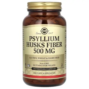 Solgar Psyllium Husks Fiber, 200 Vegetable Capsules (500 mg per Capsule)
