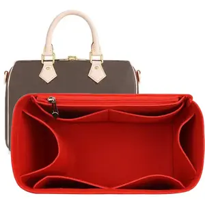Prevent deformation ! ! Felt Purse Bag Organizer Insert with zipper Bag Tote Shaper Fit Speedy Neverful PM MM, Insert for Speedy Handbags 20 25 30 Organizer Pillow Shape Reform Base Support Lining Protector, Prevent clutter, Bag Storage