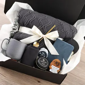 Get Well Soon Gift Baskets for Men&Women- Self Care Package/Brithday - After Surgery Recovery, Sympathy Gifts for Loss, Thinking of You/Grief/Bereavement/Miscarriage Gifts (Grey & Navy Blue)