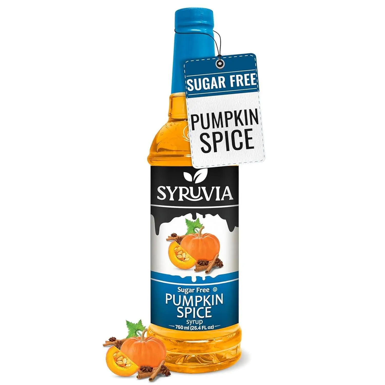Syruvia Sugar Free Coffee Syrup, Pumpkin Spice Flavored Syrup for Drinks, Lattes, and Desserts – 25.4 fl oz