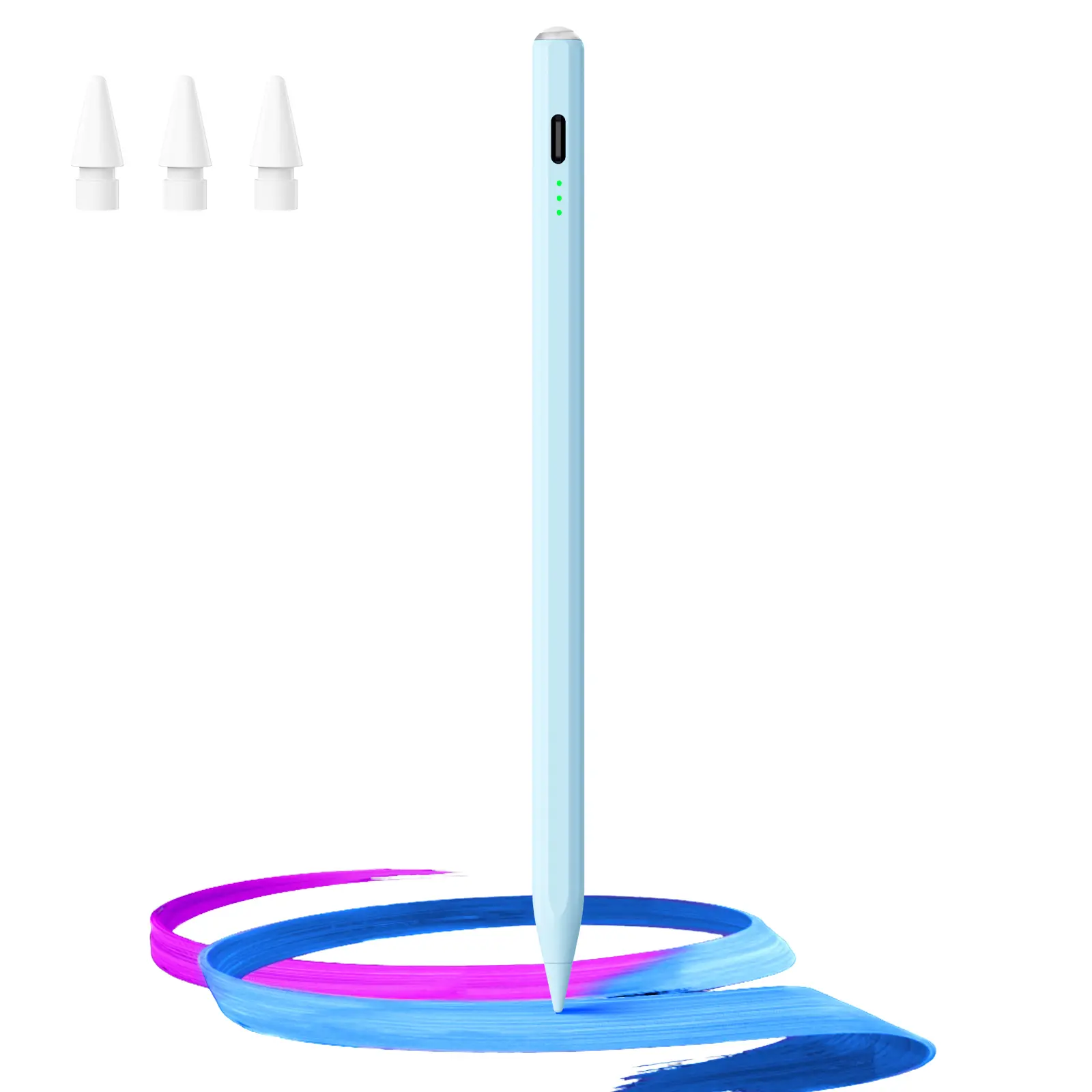 ZtotopCases Wireless Charging Stylus Pen With Four Pen Tips for iPad, Smart iPad Pencil 2nd Generation with Palm Rejection Tilt Function, Tiffany Blue