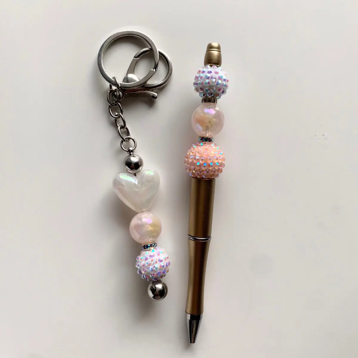 Peach Pen and Keychain Bundle Metal Coating