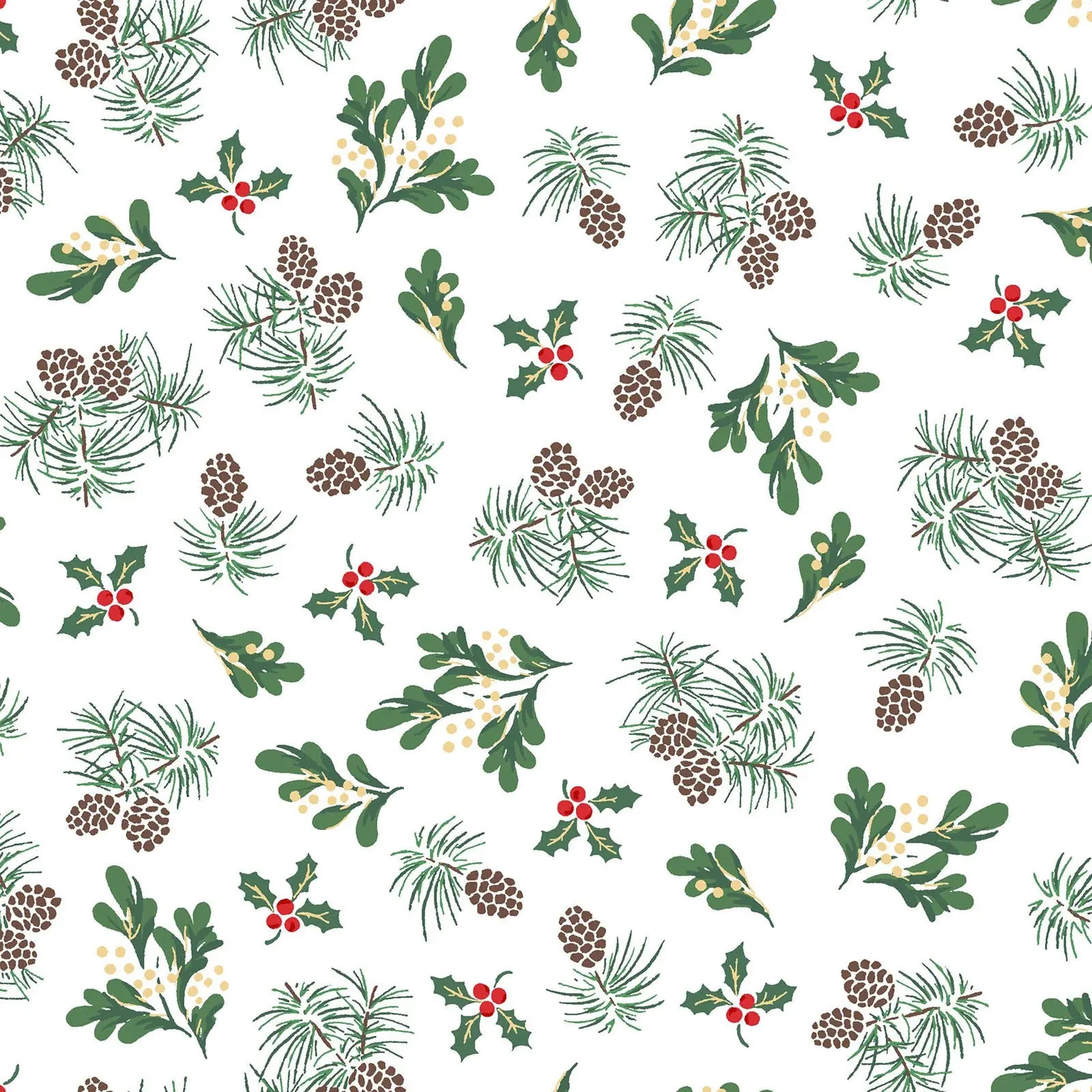 Merry Mix Evergreen Metallic Fabric by the Yard | Maywood Studios Christmas Cotton Fabric