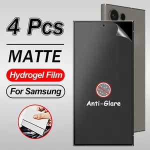 4pcs Anti-Fingerprint Matte Hydrogel film for Samsung Galaxy S25 Ultra Edge S24 S23 Ultra S22 S21 S20 Plus Ultra FE Note 20 Ultra 10 Plus, Anti-Glare Transparent Soft TPU Screen Protector Fingerprint Unlock, Self-Healing, Ultra-Thin, Tempered Screen Film