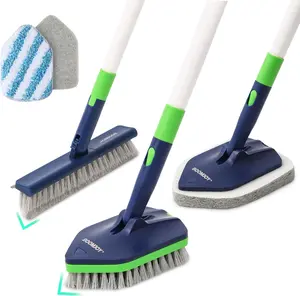 BOOMJOY 4 in 1 Shower Cleaning Brush – 58" Extendable Tub & Tile Scrubber with Long Handle for Bathroom & Kitchen