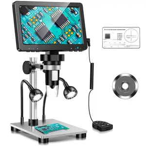 DM9 Pro 7" HDMI Digital Microscope with USB Adapter - 16MP 1080P, 5x-1200x Seamless Zoom, 270° Rotatable Screen, 6 LED Array, Ultra-Precise Focus, PC/TV View, Ideal for Education & Hobbies