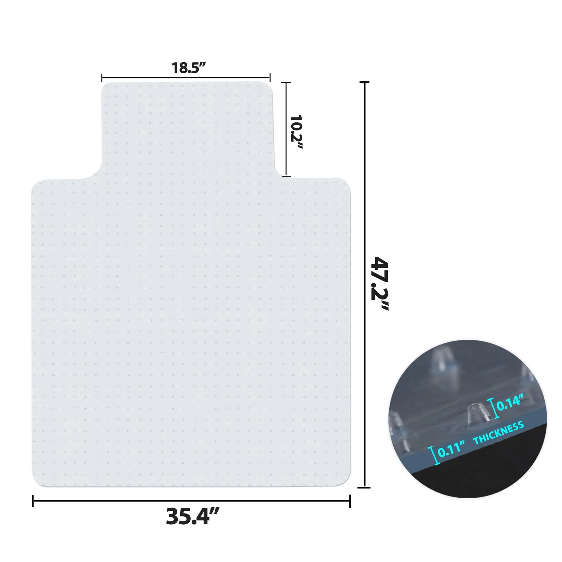 Zeny Office Chair Floor Mat - 47"x35" PVC Floor Protector with Under-Lip Cover, Designed for Low-Pile Rugs, Smooth Surface, Chair Foot Mat, Durable Mat
