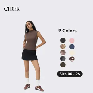 Cider Low Rise Split Mini Skort For Daily Casual Wear, Fitted Bodycon Skirt with Built-in Shorts [LIVE ONLY]