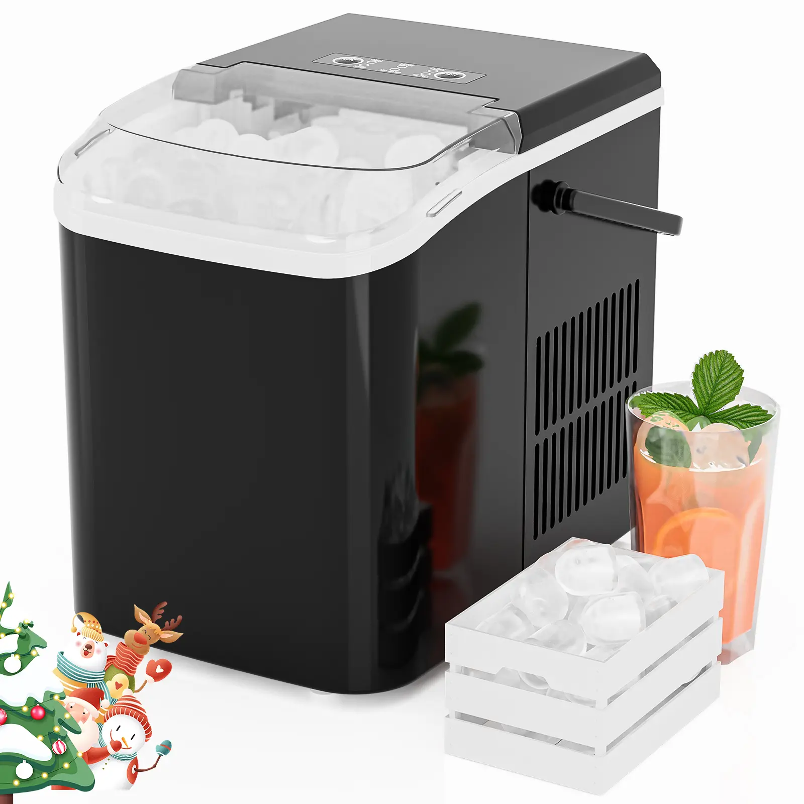 Countertop Ice Maker, Ice Maker Machine Self-Cleaning Portable with Handle and Ice Scoop 9Pcs/6Min 26.5Lbs/24H Countertop Ice Maker, Ice Maker Machine Self-Cleaning Portable with Handle and Ice Scoop 9Pcs/6Min 26.5Lbs/24H