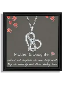 1 piece Mother's Day infinite heart pendant necklace mother daughter love style suitable for giving to mother with blessing card and box Heart Shaped Necklace