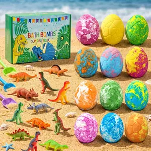 12-Pack Kids Bath Bombs with Dinosaur Surprise – Colorful, Organic, Kid-Safe Bubble Bath, Perfect Birthday & Party Gift for Boys and Girls
