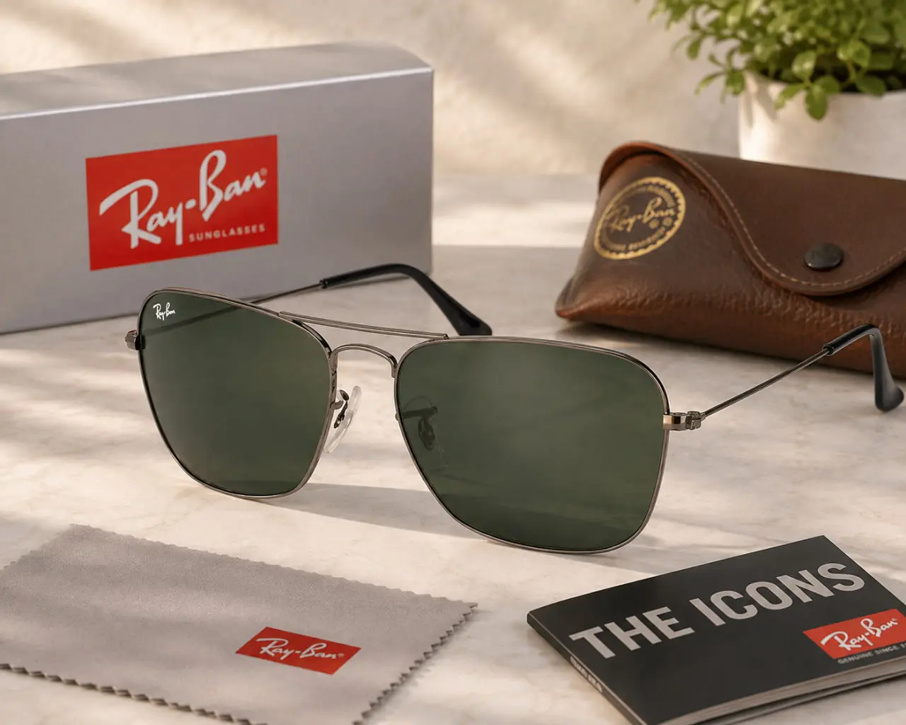 RayBan Polarized Outdoor Shades Black Square Eyewear UV Protection Sunglasses for Casual Daily Wear