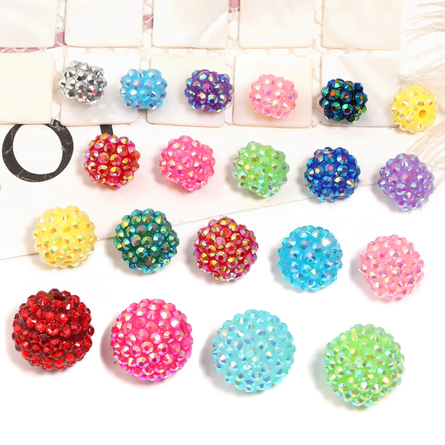 B129 Colorful Rhinestone Round & Bead Assortments, Spacer Beads for Beading Making, Jewelry Making, Creative Jewelry Projects, Bracelets, Necklaces, Pen Bags,back to school