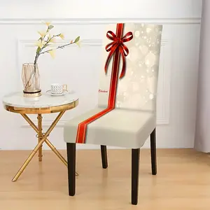 2/4/6PCS Dining Chair Covers Set, Classic Bowknot Pattern Printed Stretch Chair Slipcovers, Removable Dining Chair Protectors, Reusable, Ideal for Home Decoration in Restaurants, Hotels, Weddings and Other Occasions
