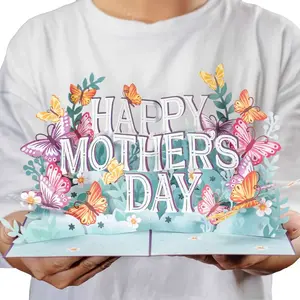 Paper Love Mother's Day Card, Happy Mothers Day Pop Up Card 3D Design for Mom Wife Grandmother Intricate Laser Cut Details Premium Cardstock Butterflies, Hummingbirds