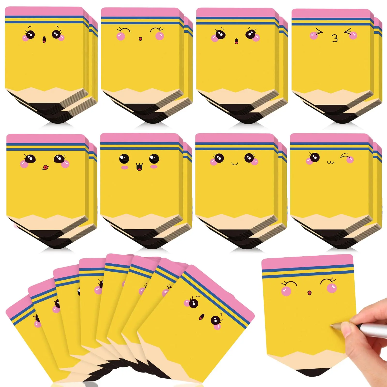 Gejoy Bulk 32 Pads Cute Pencil Sticky Notes Funny Cartoon Self-Adhesive Memo Notepads for To-Do List Planners Viral Aesthetic Stationery Desk Decor Finds Back to School Classroom Essentials Teacher Appreciation Gifts Student Rewards
