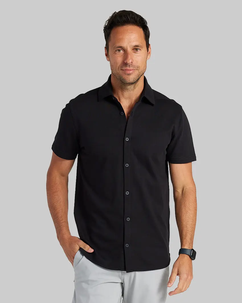 Bayside Oxford Short Sleeve Button Down Shirt Classic Fabric