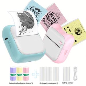 portable thermal printer, 1 set usb charging mini printer, small pocket printer for notes, journal, memo, photo, compatible with ios & android