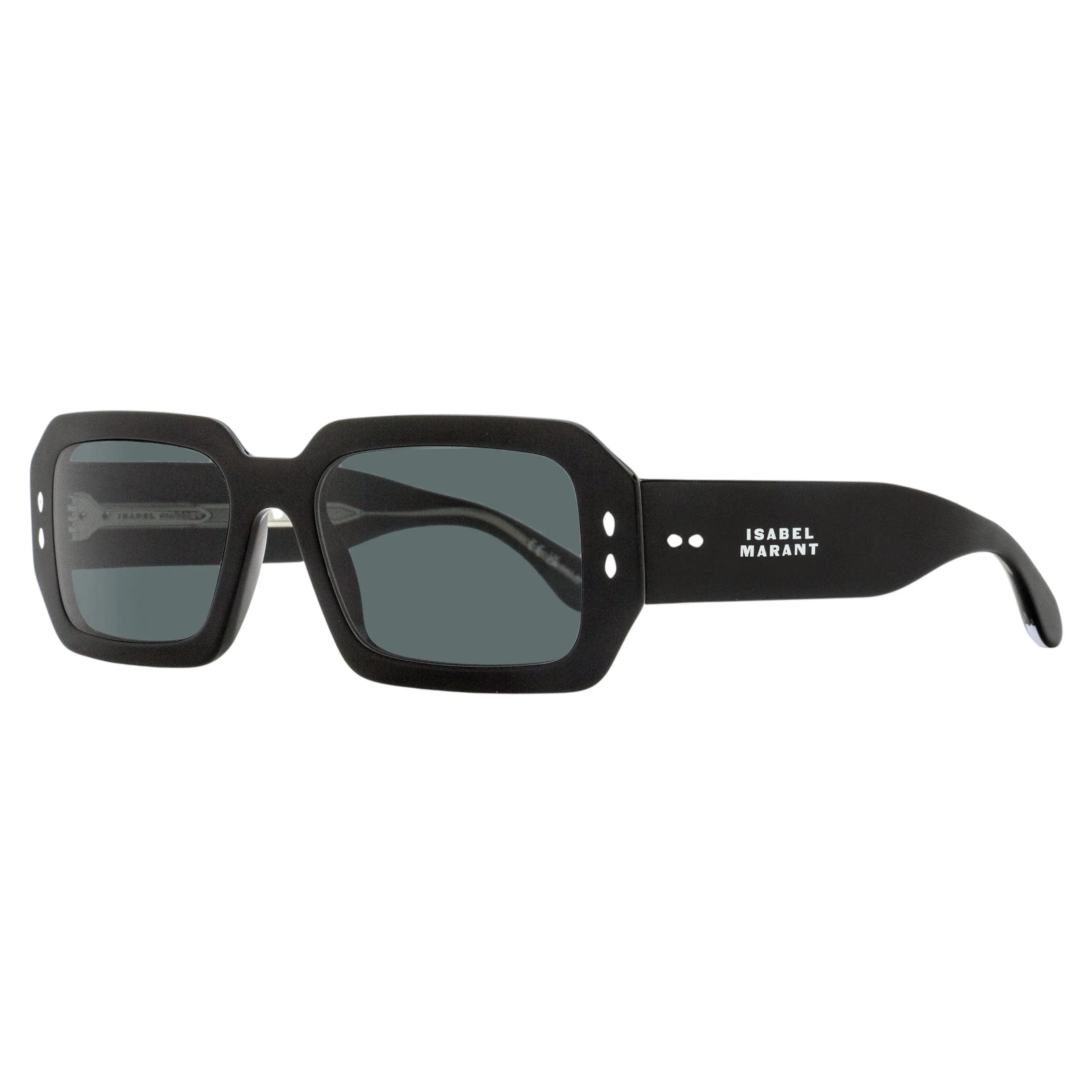 Isabel Marant Lizzy IM0144S 807IR Women's Rectangle Sunglasses - 53mm Black Acetate Nickel (Metallic) Riveted Bold Contemporary Frames, Chic Parisian Magnetic Look, UV Protection Lenses, BPA, DEHP-Free