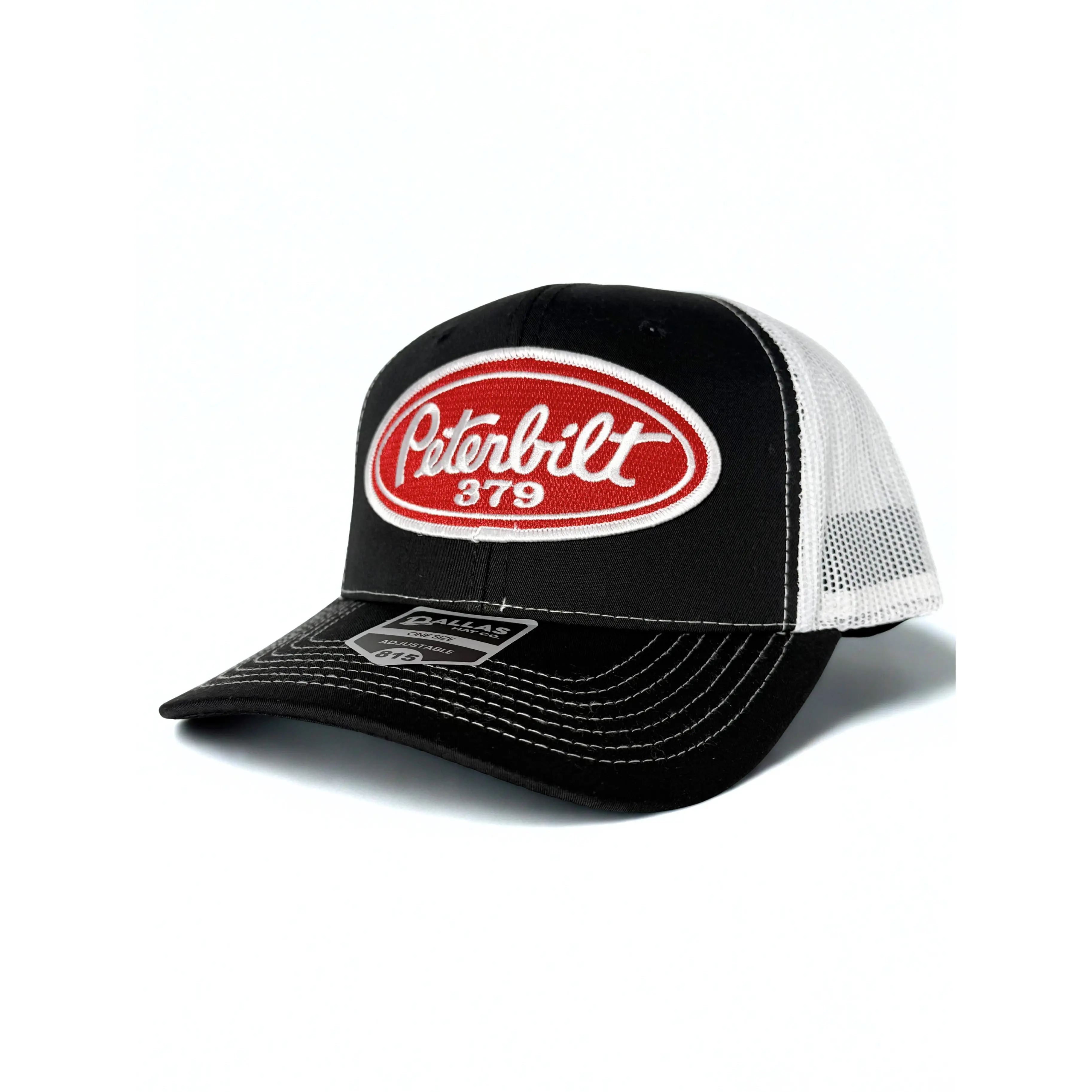 Peterbilt 379 Trucker Mesh Snapback Cap Black/White