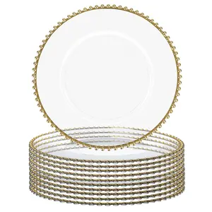 13" Clear Charger Plates Set of 12 Round Dinner Table Chargers Reusable Plastic Weaving Plate Chargers Table Setting Wedding Decor