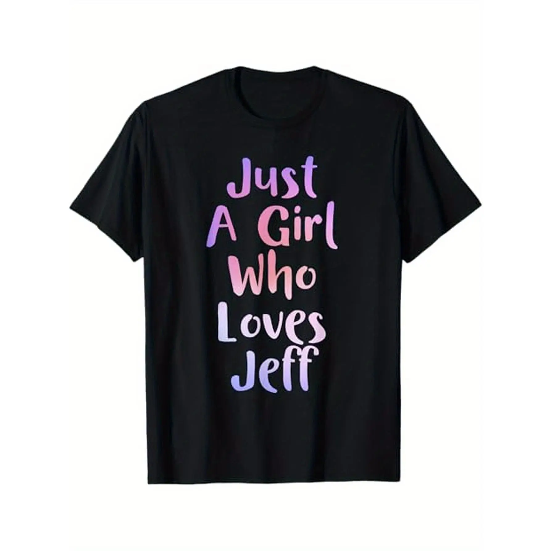 Funny Personal Name JEFF T-Shirt for Men, 100% Cotton Crew Neck Short Sleeve Black Gift Menswear Tops Crewneck Tshirt Casual Shortsleeve