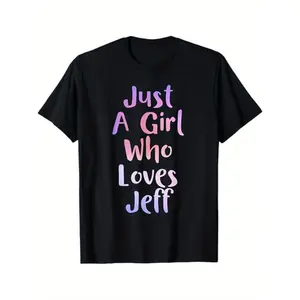 Funny Personal Name JEFF T-Shirt for Men, 100% Cotton Crew Neck Short Sleeve Black Gift Menswear Tops Crewneck Tshirt Casual Shortsleeve