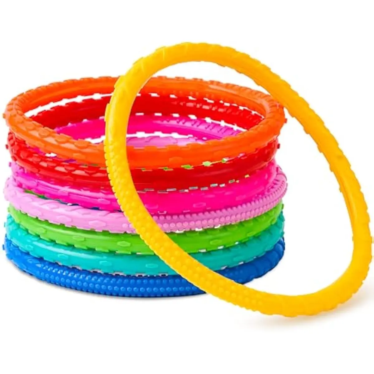 Dive Circles Pool Toys, 8 Pcs Colorful Pool Rings for Kids, Underwater Training Swimming Diving Toy for Kids Gifts Summer Swim Water Fun Games