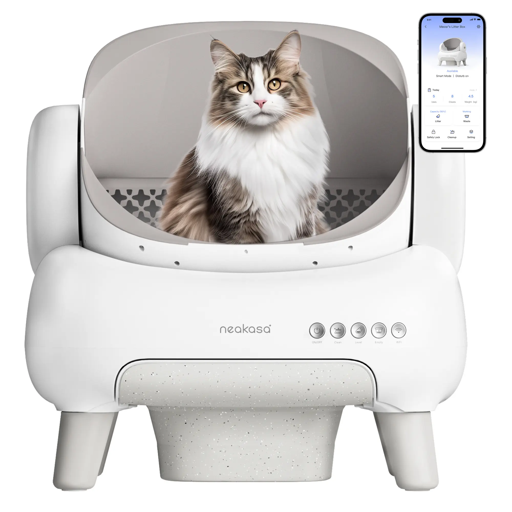 M1 Lite Open-Top Self Cleaning Cat Litter Box, Automatic Cat Litter Box with APP Control, Safety Protection, 1 Roll Waste Bag Litterbox Litterbox