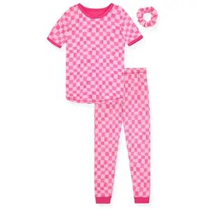 Girls 2-Piece Super Soft Jersey Snug Fit Pajama Set- Checks.