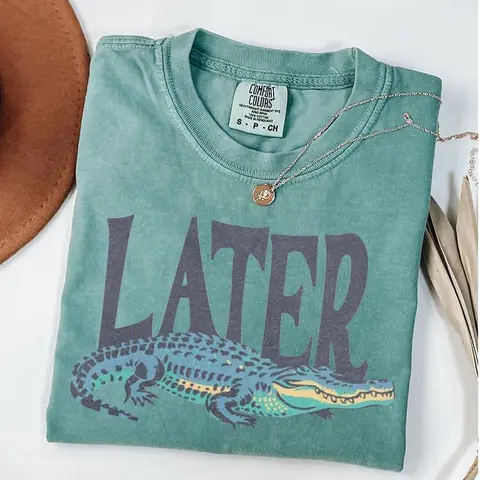 Comfort Colors Later Gator Vintage 90s T-Shirt, Retro Style Shirt, Funny Graphic Alligator Tee, Gift For Him Or Her
