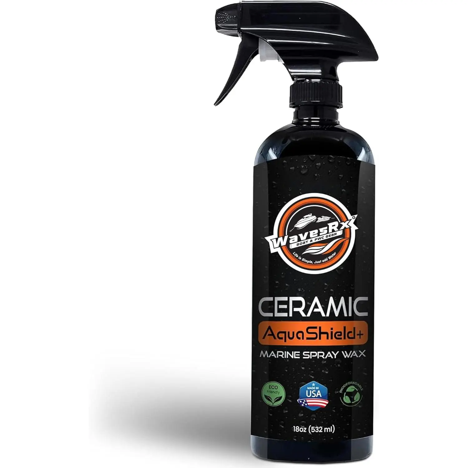 WavesRx High-Performance Ceramic Spray Coating for Boats & Jet Skis (AquaShield+) |   Marine Grade SiO2 Sealant Protects from Salt, Contaminants & UV Damage |   Fast Wax Silicon Dioxide Hydrophobic Polish