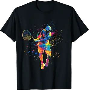 Topspin Ace Paint Splash Tennis Netball Sports Tennis Player T-Shirt - Wesleylewi Shop 35B0F1KRQP62