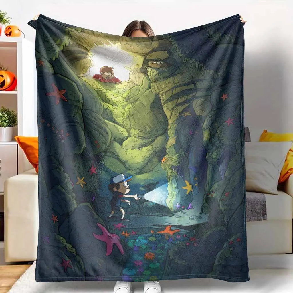 Mystic Cave Flannel Blanket glowing cavern explorer starfish print soft warm lightweight plush throw for sofa bed camping dorm travel holiday gift