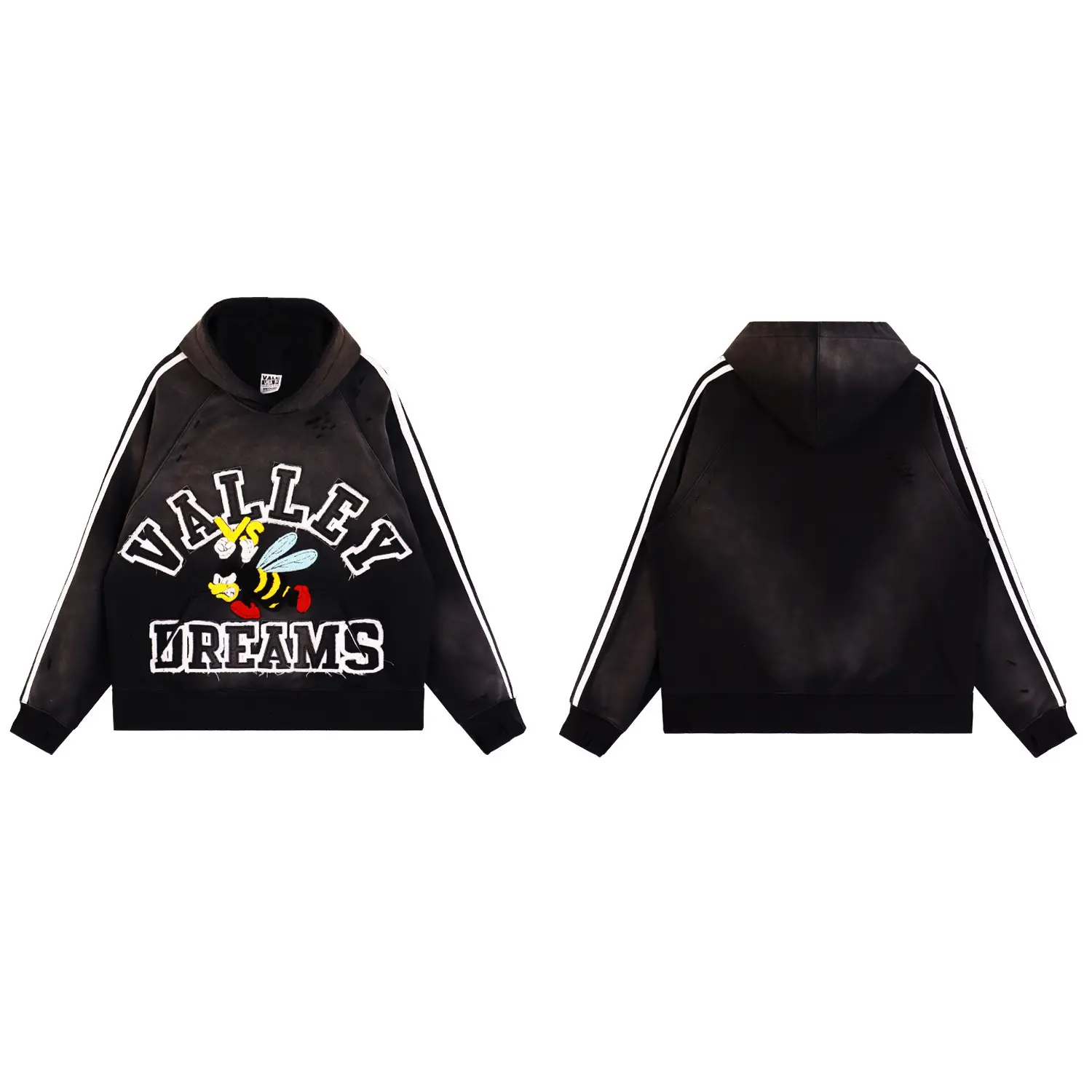 A5902 Washed Black Hoodie