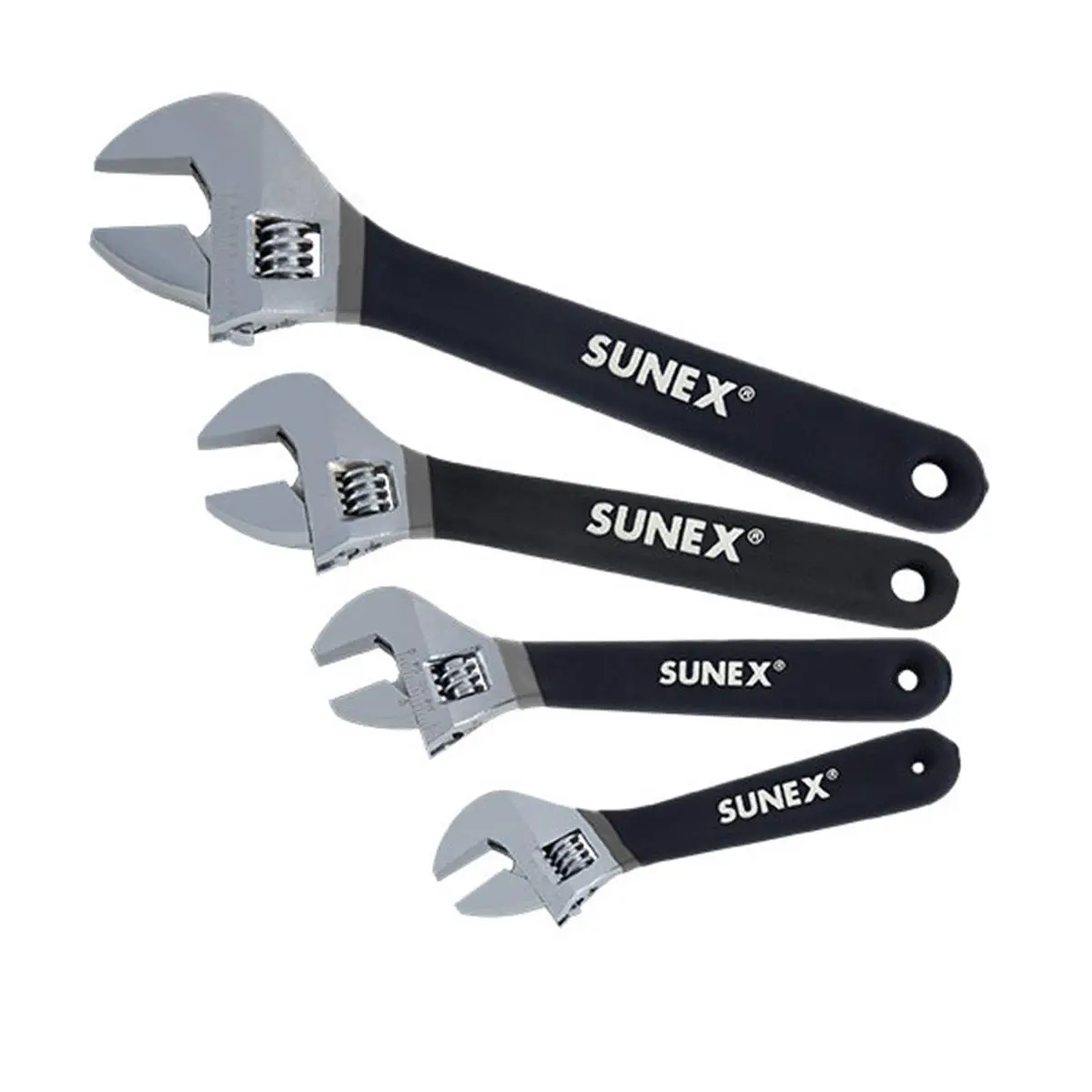 Sunex Tools SU9618 4-Piece Hex Combination Wrench Set - 6 in & 10 in Inches, Metal Body, Laser-Etch Markings, Rubber Grip Hand Tool for DIY Maintenance, Home Needs