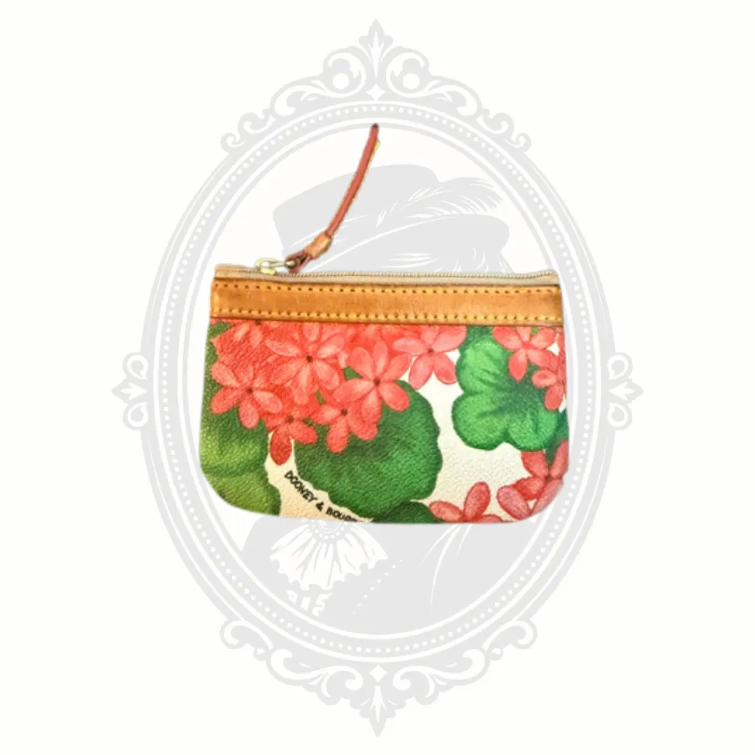 Dooney & Bourke Floral Small Pouch or Coin Purse – Botanical Print – Leather Trim